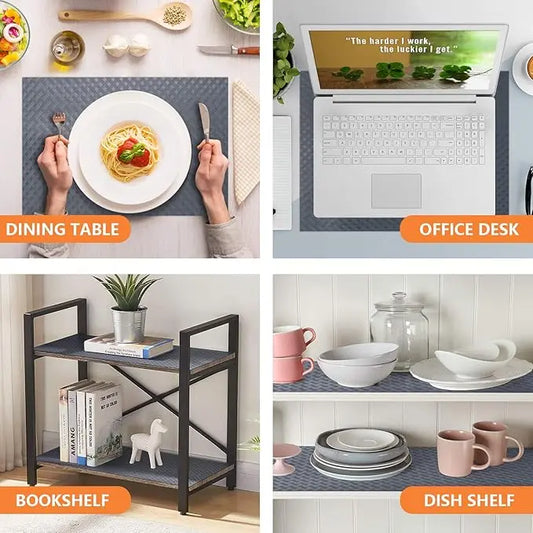 Shelf Liners for Kitchen Cabinets Refrigerator Liners Waterproof & Oil-Proof Kitchen Cupboard Liner Plastic Drawer Mats EVA Material Non Adhesive Fridge Liner for Shelves Gray 11.8 x 59 Inch Coasters Tableware, Kitchenware, Waterproofing