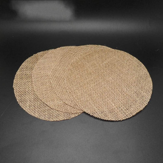 12Pcs Rustic Burlap Linen Doilies Mat Round Placemats Cup Mat Coaster Table Decorations for Wedding Holiday Home Party Dining Table, 6 Iinches