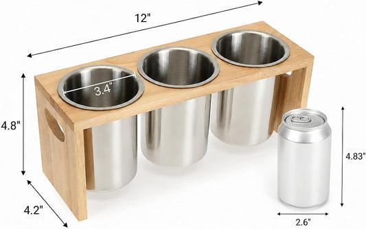 ZOOFOX Silverware Holder for Countertop, Wood Stainless Utensil Caddy