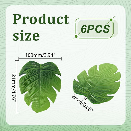 AHANDMAKER 6 PCS Green Monstera Leaves Coasters Jungle Plant Coasters Imitation Plants Coasters for Drinks Coffee Place Mats for Housewarming Home Decor