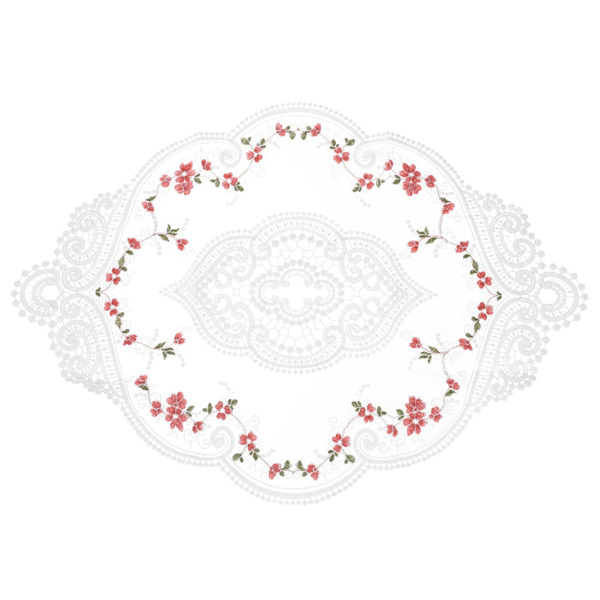 uxcell Retro Lace Placemat 12x17-in Oval Embroidered Table Place Mats French Crochet Doilies Coasters Cup Mat for Home Wedding, Dusty Rose