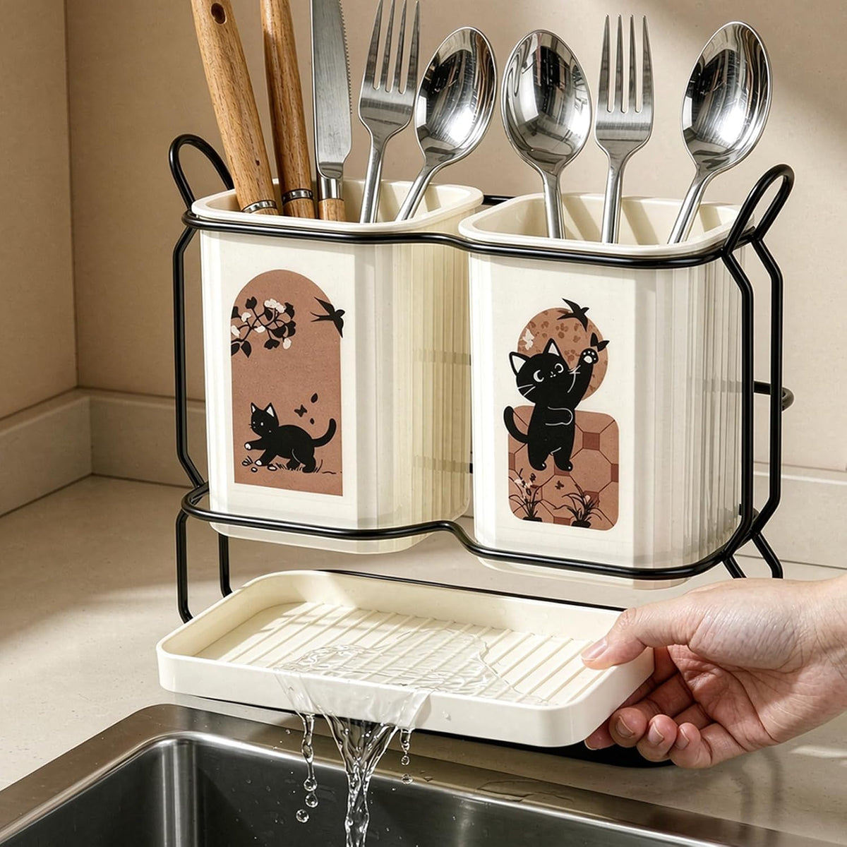 SFGHOUSE Kitchen Utensil Holder Countertop Wall Mount Drying Organizer