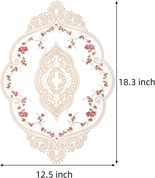 AVLA 6 Pack Lace Placemats, Retro French Style Cup Mat, Embroidered Dinning Table Place Mats, Fashionable Flower Vintage Crochet Lunchmat Doilies, Hollow Vase Mat for Home Kitchen Wedding Decoration