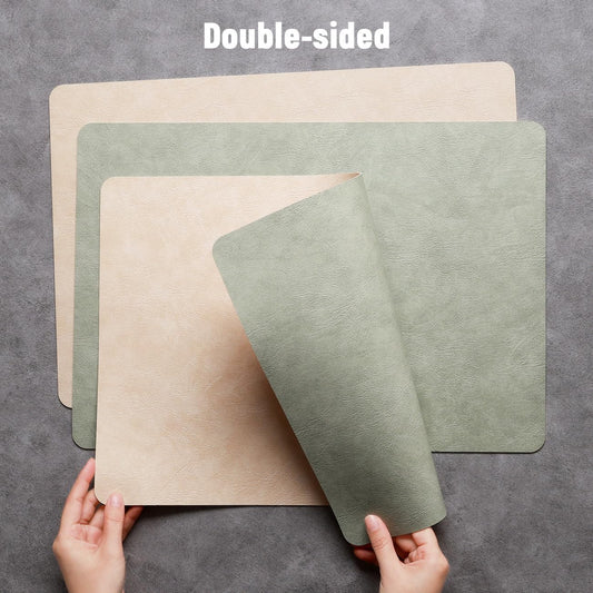 Vinyl Placemats Set of 4, Dual Sided Place Mats with Drink Coasters