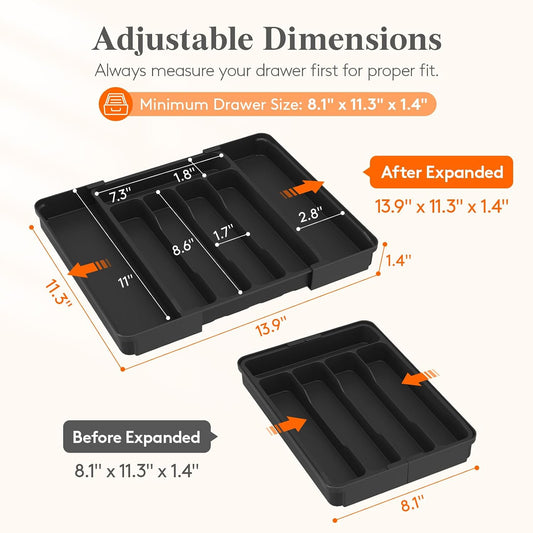 Lifewit Silverware Organizer for Drawer, Expandable Utensil Tray