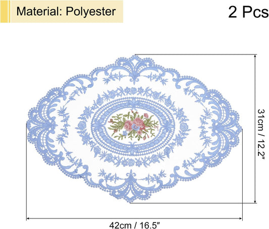 uxcell Retro Lace Placemat 12x16 Oval Embroidered Table Place 2Pack Gray