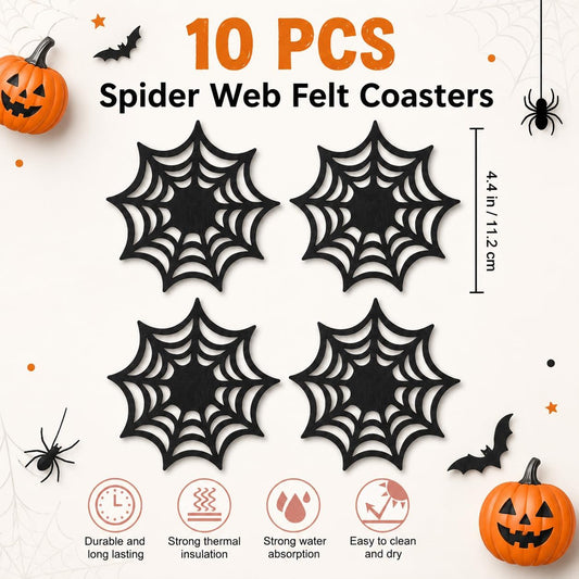 VOSAREA 10pcs Halloween Spider Web Coasters Placemat Decorative Table Placemats Doilies Halloween Decorarion Supplies