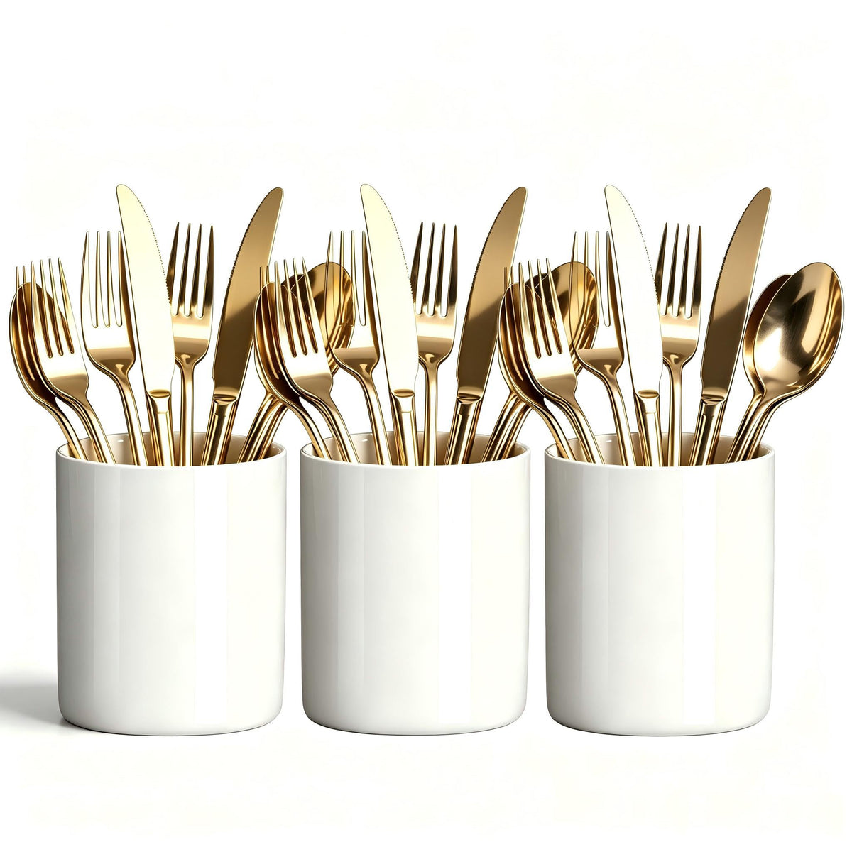 Utensils Holder, Caddy Cutlery Holder Silverware, Utensils Organizer Elegant white Porcelain, Spoon Holder for Party Tableware Holder for Kitchen Table, Cabinet