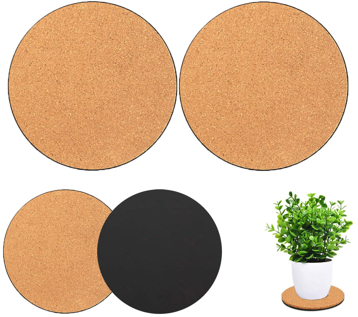 3-Piece Cork Coasters for Plants - Nude & Black