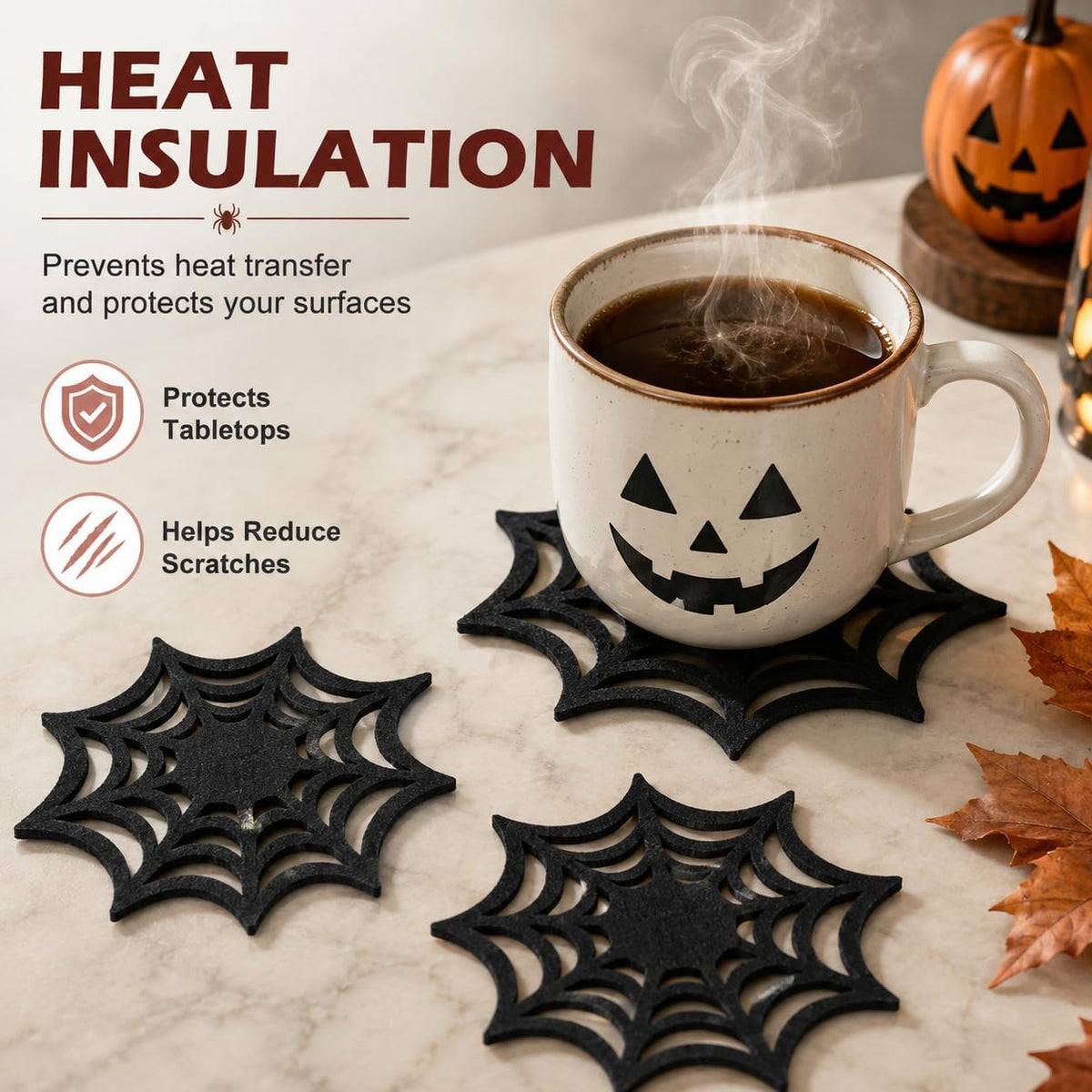 VOSAREA 10pcs Halloween Spider Web Coasters Placemat Decorative Table Placemats Doilies Halloween Decorarion Supplies
