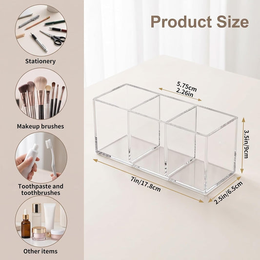 3 Section Utensil Holder for Party, Acrylic Clear Plastic Cutlery Organizer