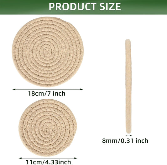 4 PCS Plant Coasters 4 & 7 Inch Woven Plant Saucer Coaster for Gardening Indoor and Outdoor Pots (Khaki)