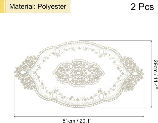 uxcell 2Pack Retro Lace Placemat 11x20-in Oval Embroidered Table Place Mats French Crochet Doilies Coasters Cup Mat for Home Wedding, Dark Grey