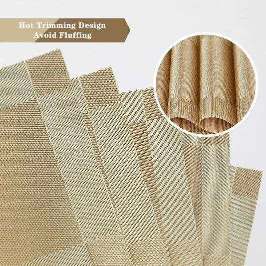 Frame Gold Placemats Set of 2 - Heat-Resistant, Non-Slip Table Mats