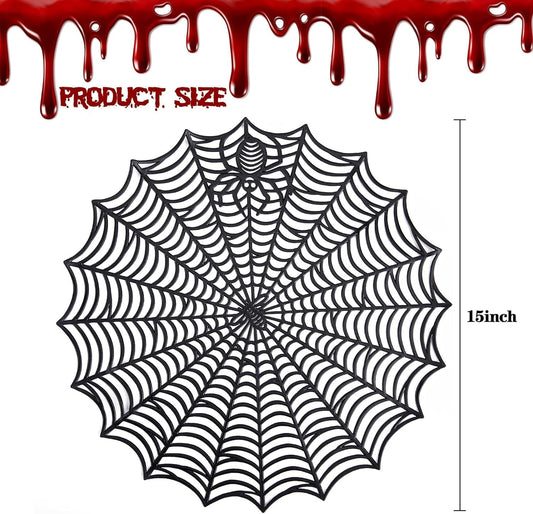 8 Pcs Halloween Spider Web Placemats, 15" Non Slip Halloween Table Mats