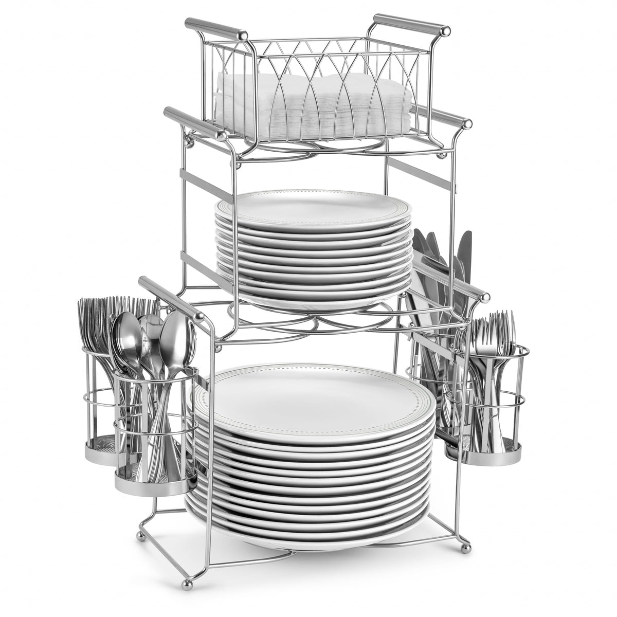 Sorbus Buffet Caddy, 7-Piece 3-Tier Set, Stackable Design (Black)