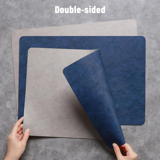 Vinyl Placemats Set of 6, Dual Sided Place Mats with Drink Coasters