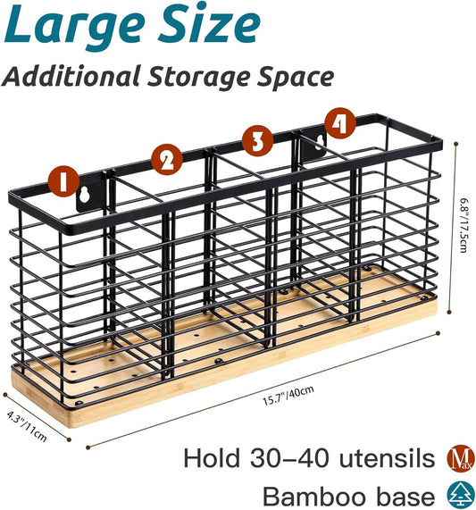Suli Extra Large Kitchen Utensil Holder Countertop with Removable Divider