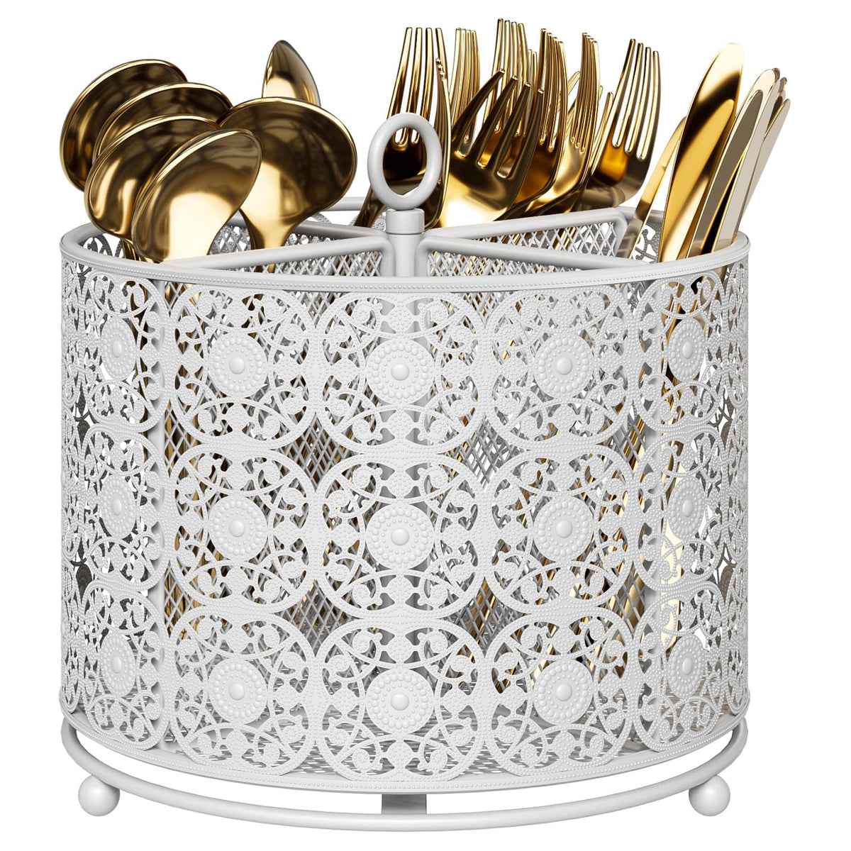 YIUKEA 360° Rotating Utensil Caddy - Raised 4 Compartments Large Capacity