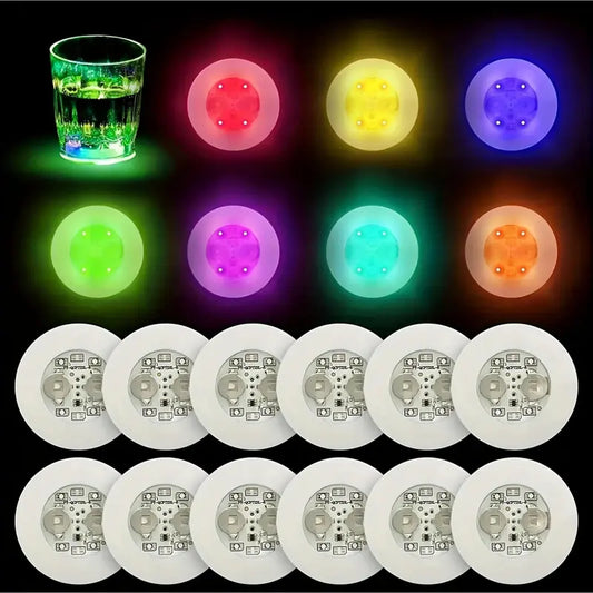 LED Light-Up Decorative Coasters, 10/20 Pack with 10 Colored Glowing Lights - Strobe Effect, Unisex Sports & Outdoor Event Supplies, Party Decor, Bachelorette Birthday Gift