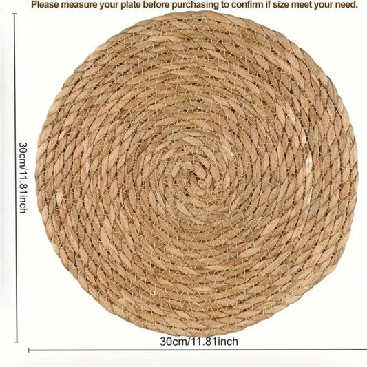 6 pack hand woven round water hyacinth placemats heat resistant non slip natural rattan table mats farmhouse Boho Placemats Set boho dining table decor