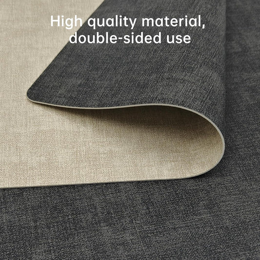 KitchenBoss Placemats Set and Coasters Set of 6, Anti-Slip Dining Table Mats, Wipeable Waterproof Heat Resistant Double-Sided Place Mats for Dining Tables and Desks, Dark Grey (Beige and Dark Gray)