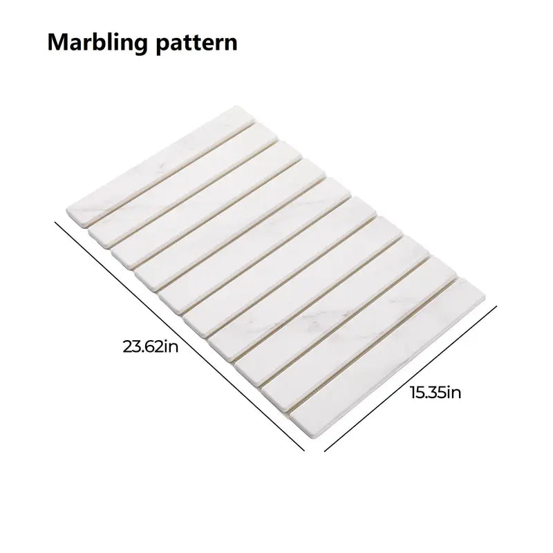 Foldable Large Diatomaceous Earth Dish Drying Mat - 24"×16" Kitchen Counter Drying Pad, Super Absorbent & Heat Resistant Diatomite Mat for Dishes, Non-Slip Tableware Drying Mat with White Marble Pattern