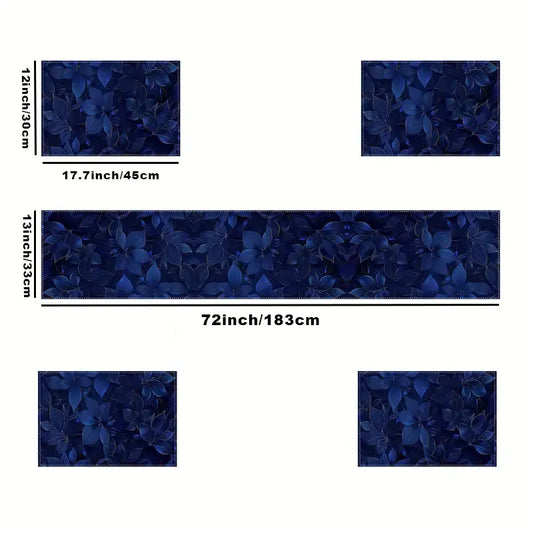 5-piece/7-piece table flag placemat set, Dining table mats, Household placemat, Table Placemats, blue design, home decoration, suitable for indoor and outdoor gatherings, farmhouse style, casual dining, textured placemat, washable, essential for parties