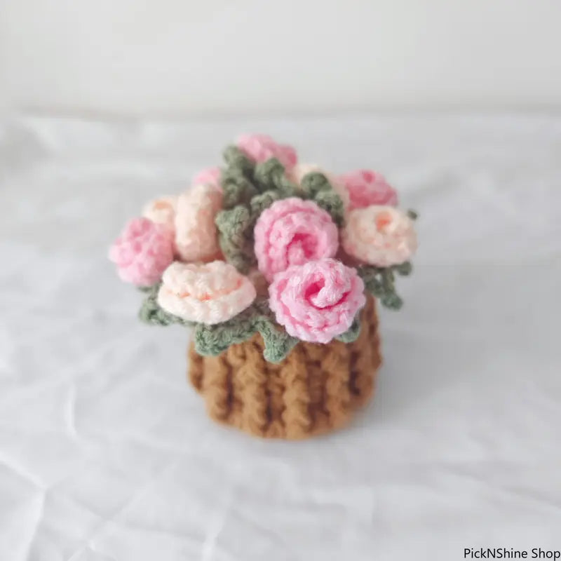 Handmade Crochet Floral Bouquet Decorative Coaster Set - 2026 Cozy Yarn-Knitted Cup Coasters for Drinks, Kitchen Drink Holder, Mom Gift, Synthetic Basic Fashion Accessory Set, Room Decor