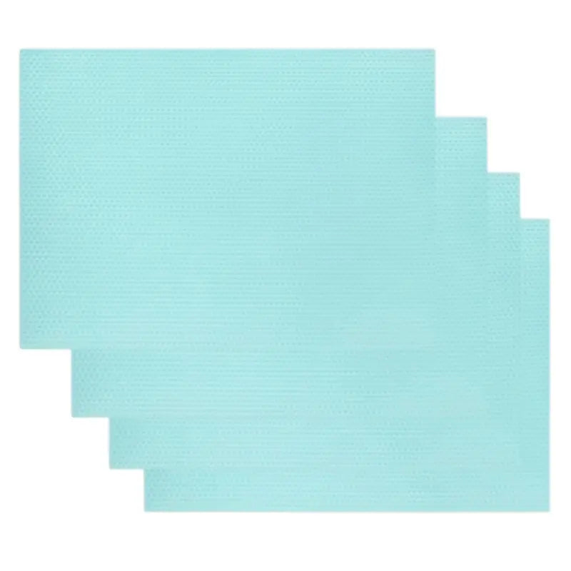 LMMAKE 4PCS Fridge & Drawer Storage Mats Heat-Resistant EVA Plastic Washable Patterned Design Multi-Purpose for Cabinets Fridge & Kitchen Durable Plastic Mats with Feature Easy to Clean Protect Surfaces from Spills Stains & Scratches Coasters Blue