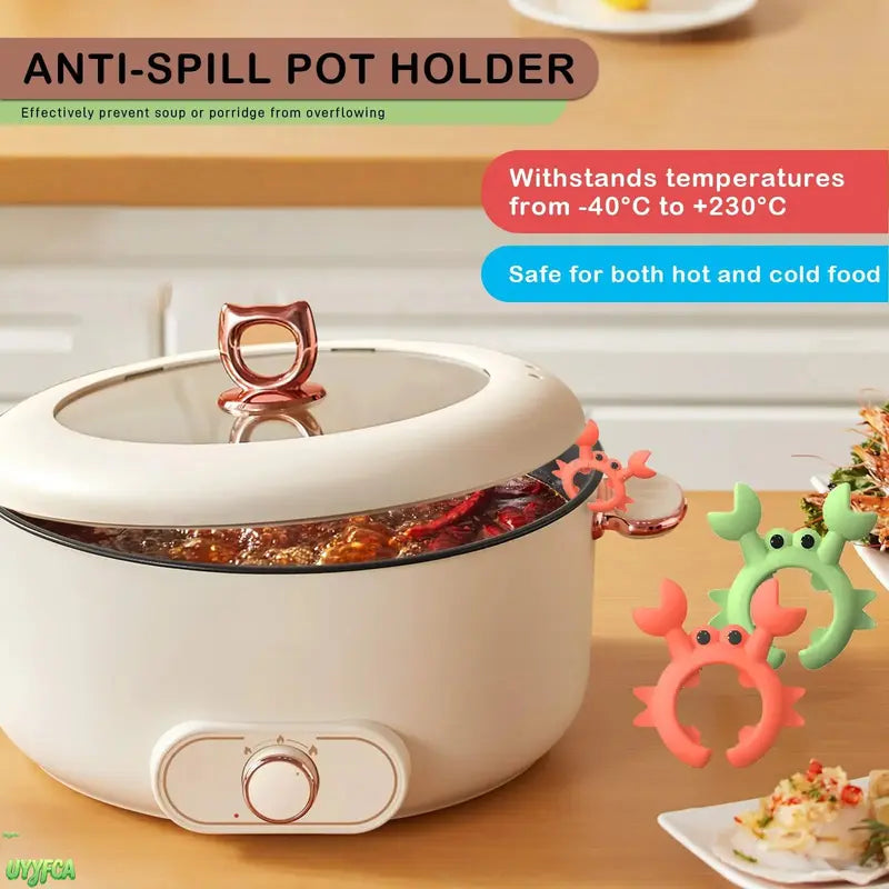 Crab Form 2-Piece Silicone Utensil Holder Set - Heat-Resistant Adjustable Clip-On Spoon Rest, Steam Releaser for Pans, Kitchenware Cooking Tools Utensils for Household Kitchen Supplies