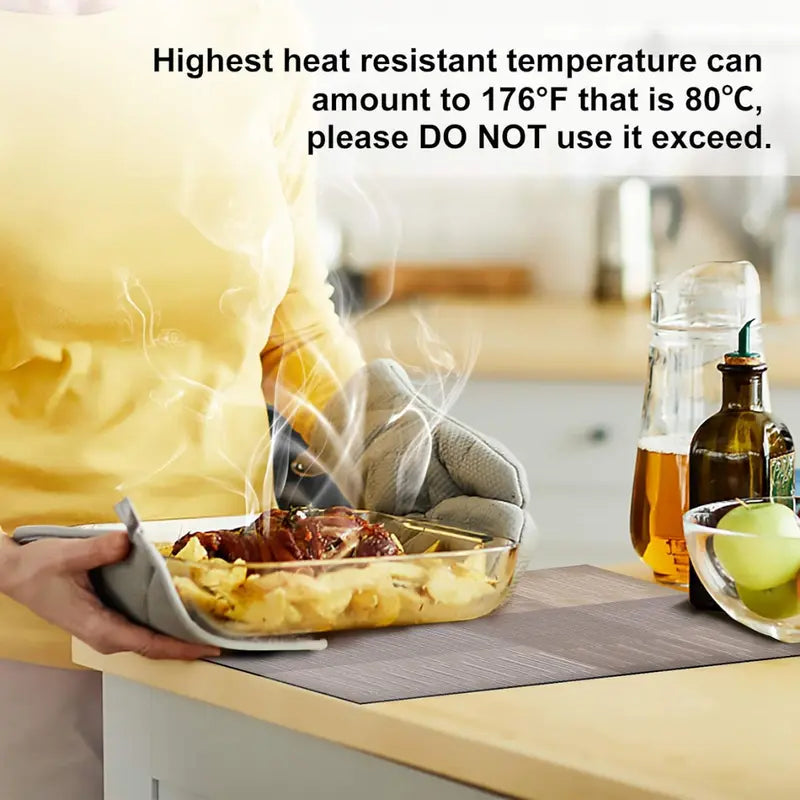 Placemats Set of 6, Heat Resistant Place Mats, Washable PVC Table Mats, Woven Vinyl Plastic Placemats for Dining Table, Non-Slip Stain Resistant Kitchen Table Placemats Easy to Clean