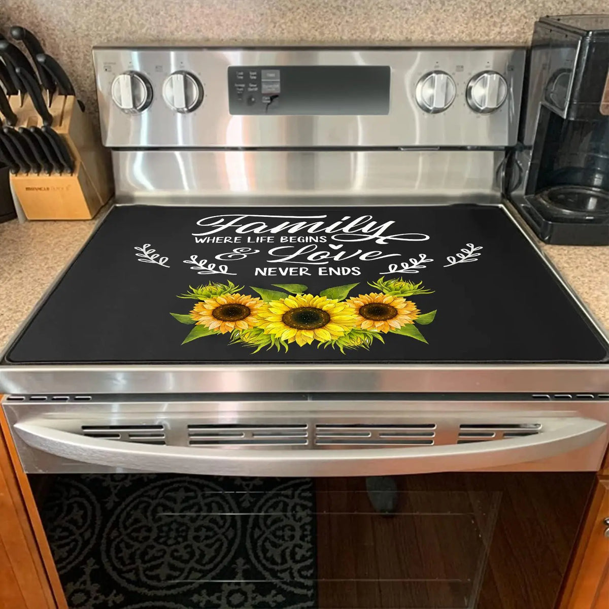 Modern Kitchen Stove Top Rubber Mat, 1 Count Waterproof & Heat Resistant Kitchen Stove Top Mat with 2 Hooks, Kitchen Decorative Placemat for Home Dining Room Barbecue Office, Dinnerware, Kitchenware, Household Placemat