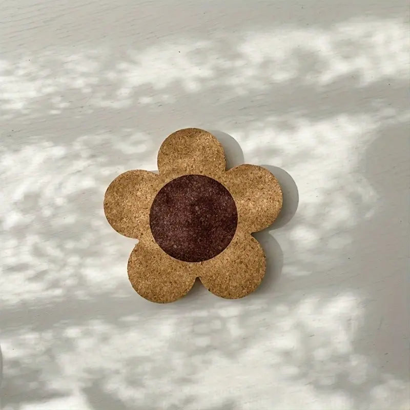 Absorbent Reusable Cork Coasters - Coaster Set - Bulk Pack of 100% Cork Flower Shape - Farmhouse Rustic Wood Design - for Desk and Glass Table