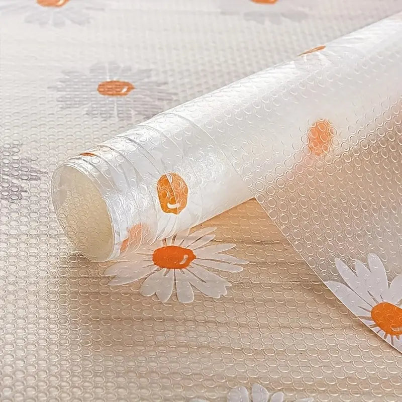 Eva Kitchen Drawer Liner, Non-Stick Waterproof Oil-Resistant, Daisy Pattern, Easy Clean Durable, Anti-Slip Shelf Protector