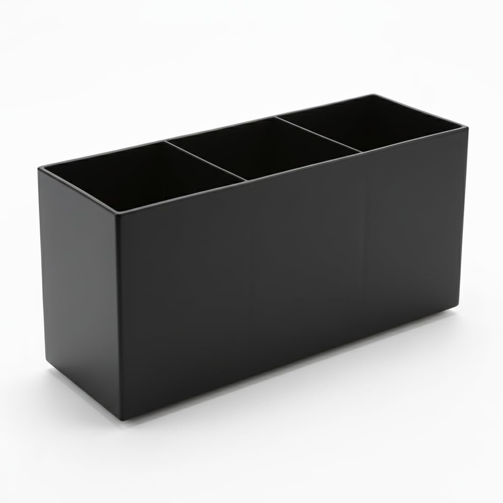 3 Section Acrylic Cutlery Organizer Countertop Utensil Holder