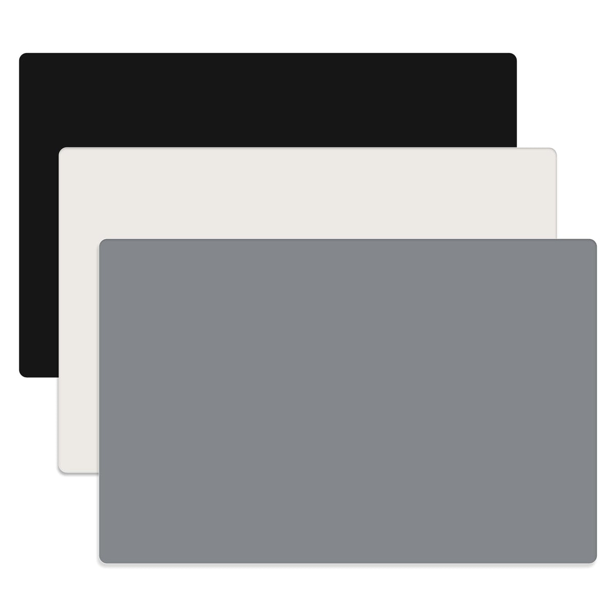 Gartful 3Pack Silicone Sheet for Crafts, Resin Jewelry Casting Molds Mat, Food Grade Silicone Placemat, Multipurpose Table Protector, Nonstick Nonskid Heat-Resistant, Black&Gray&Beige (15.7x11.8inch)