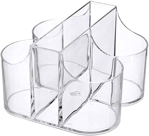 Home Collection 5 Compartment Classic Acrylic Napkin Holder with Cutlery Organizer Caddy Bin, For Spoons, Forks, Knives & Cups Divided Storage!