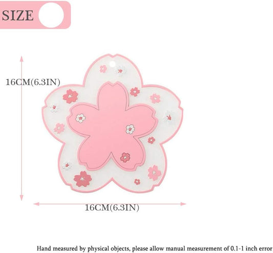 Sakura Coffee Cup Mat Kawaii Coaster 2PCS Cute Cherry Blossom PVC Home Tea Mug Pink Flower Pattern Anti-Skid Pot Bowl Pad Placemat for Desk Drink Table Decor Kawaii Accessories(Large)