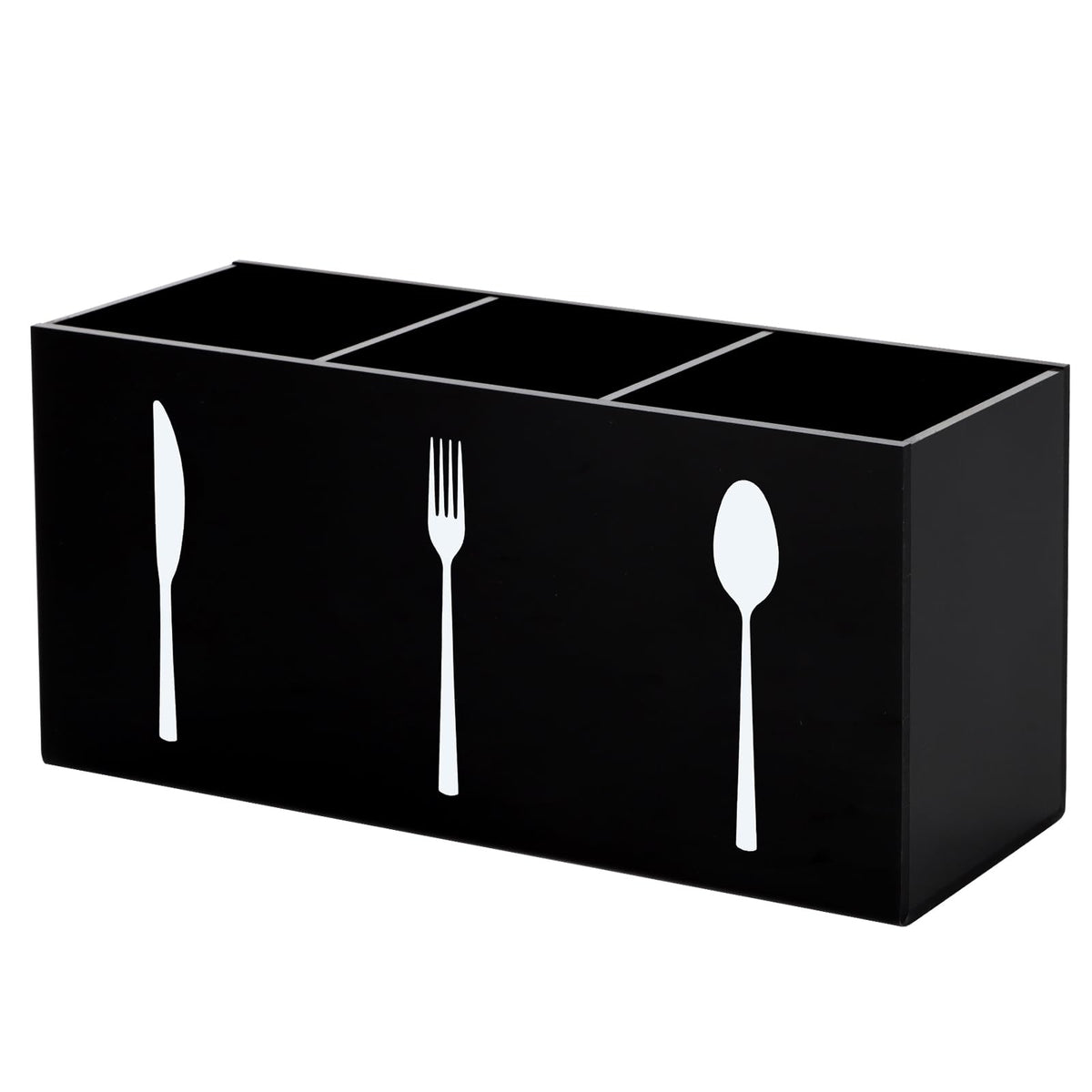 Hxezoc Clear Acrylic Cutlery Storage Organizer, Transparent Silverware Caddy 3 Section Tableware Plastic Holder for Kitchen Indoor Outdoor Decoration Supplies