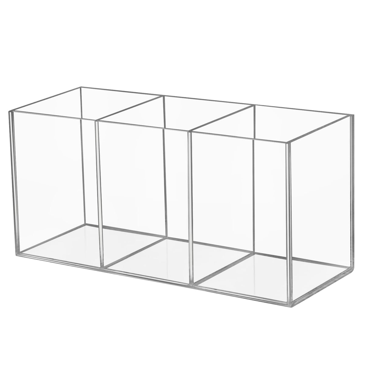Hxezoc Clear Acrylic Cutlery Storage Organizer, Transparent Silverware Caddy 3 Section Tableware Plastic Holder for Kitchen Indoor Outdoor Decoration Supplies