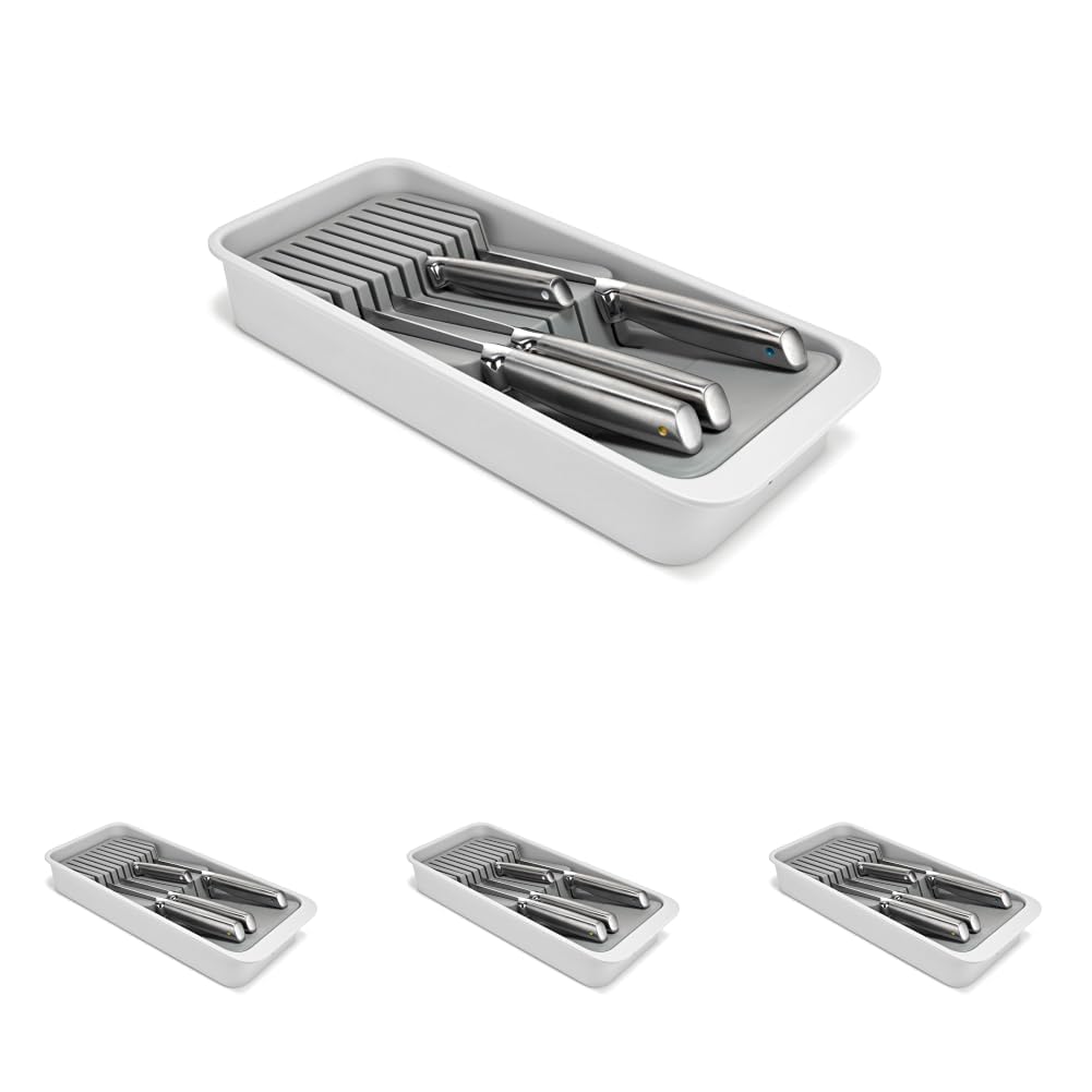 Joseph Joseph DrawerStore Knife Organizer, holds up to 9 knives, Kitchen Organization & Drawer Storage – Compact, Gray