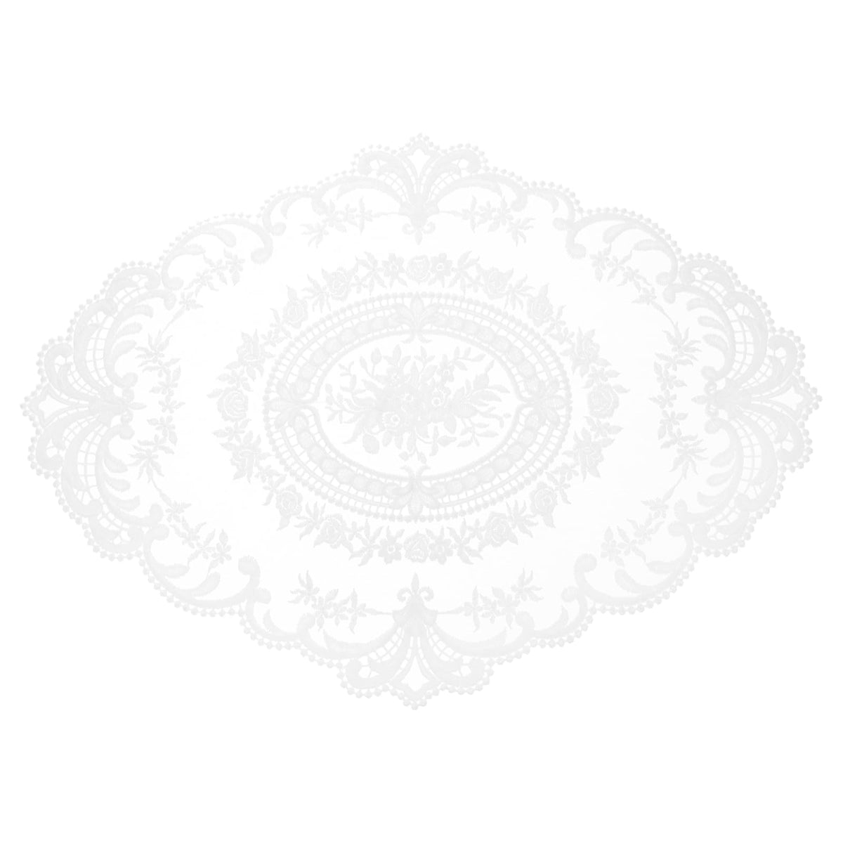 uxcell Retro Lace Placemat 16x22-in Oval Embroidered Table Place Mats French Crochet Doilies Coasters Cup Mat for Home Wedding, Pure White