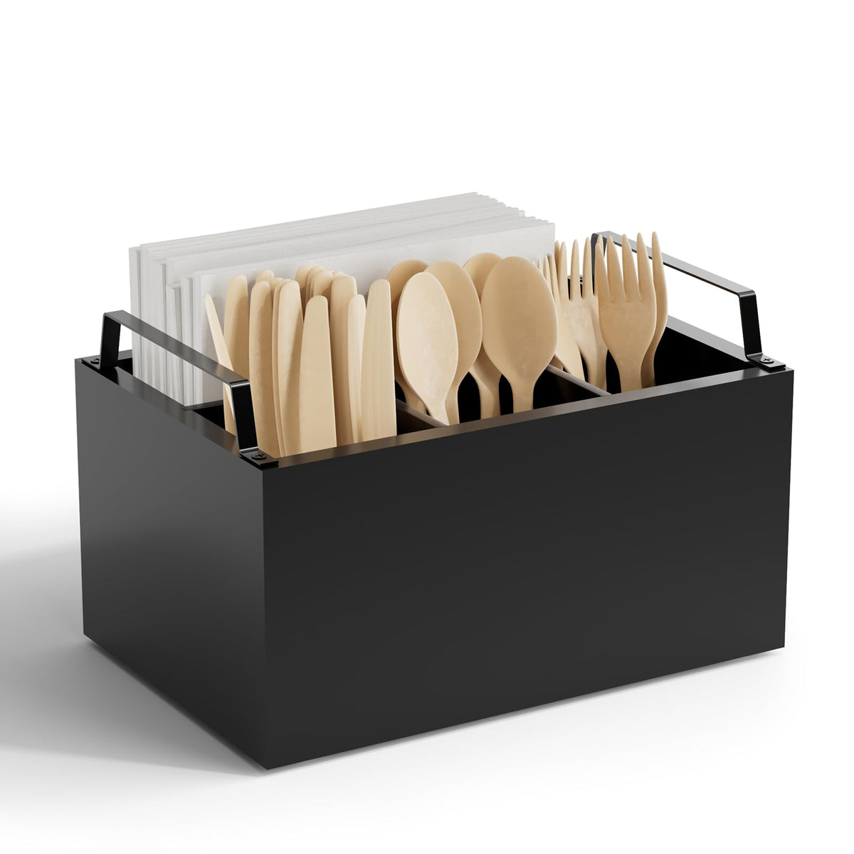 Acacia Wood Utensil Holder, Wooden Silverware Caddy for Party, Wooden Silverware Caddy Organizer, Utensil Holder for Party, Utensil Organizer for Countertop