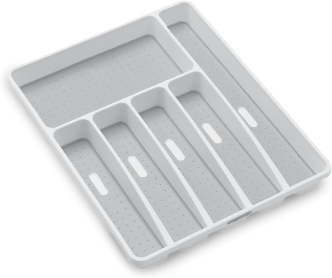 madesmart Classic 6 Compartment Silverware Tray, White