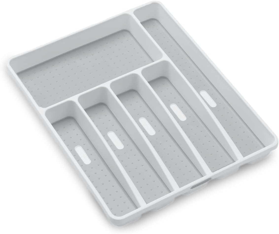 madesmart Classic 6 Compartment Silverware Tray, White