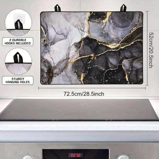 Modern Kitchen Stove Top Rubber Mat, 1 Count Waterproof & Heat Resistant Kitchen Stove Top Mat with 2 Hooks, Kitchen Decorative Placemat for Home Dining Room Barbecue Office, Dinnerware, Kitchenware, Household Placemat