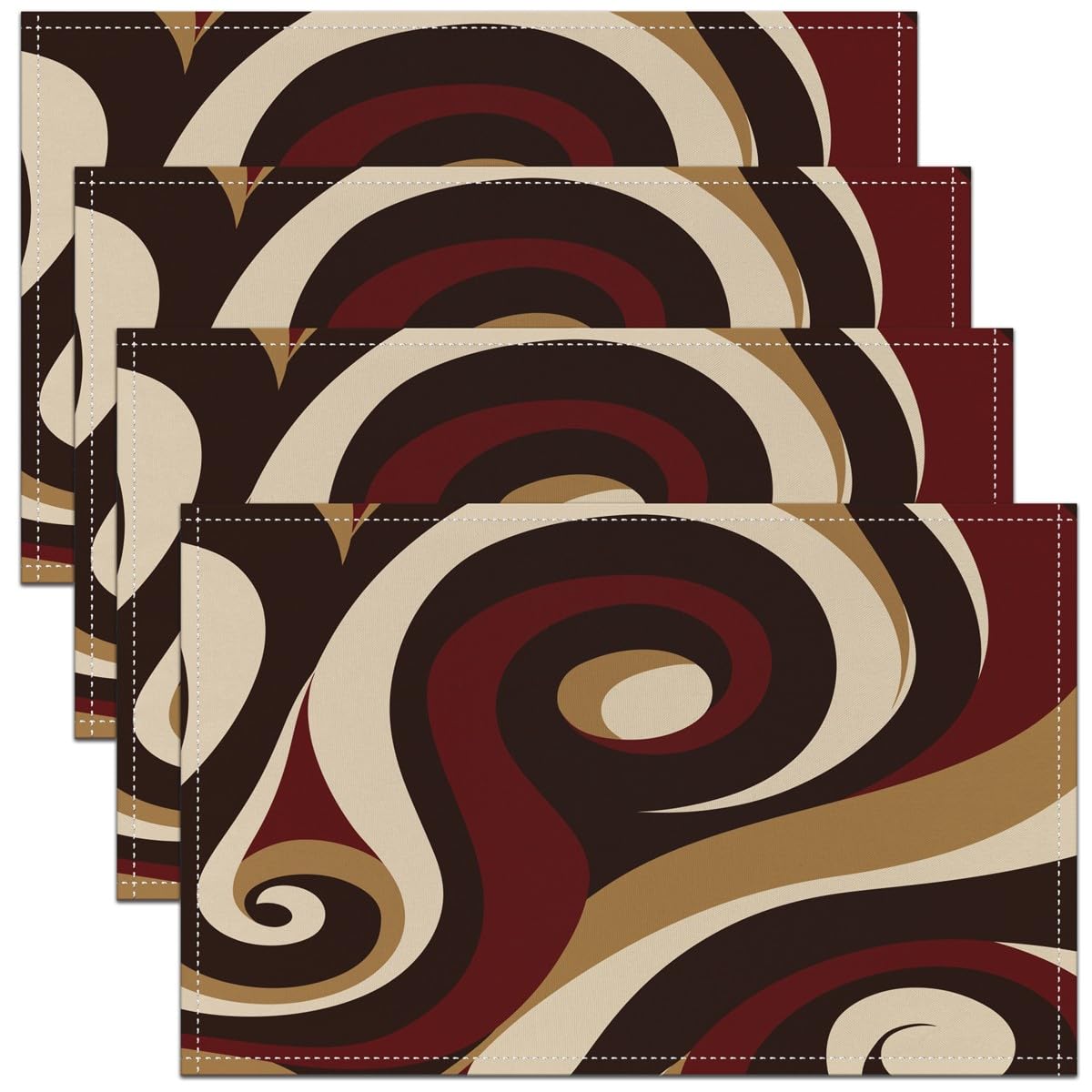 3D Abstract Design Place Mats Red Black Gray White Irregular Pattern Placemats for Teens Adults Men Modern Simple Style Kitchen Mats for Dining Table Set of 4 12x18 Inch