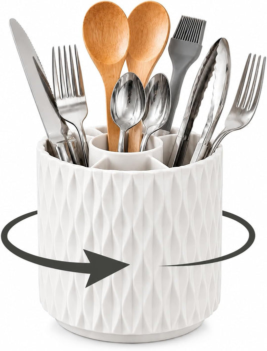 360° Rotating silverware holder for countertop with 4 Slots Utensil Holder