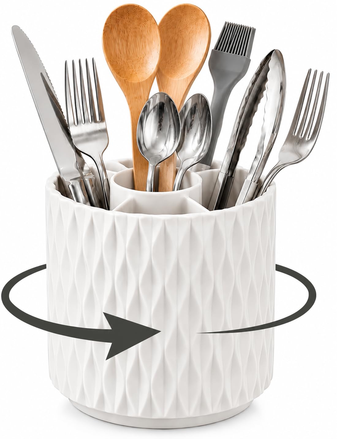 360° Rotating silverware holder for countertop with 4 Slots Utensil Holder